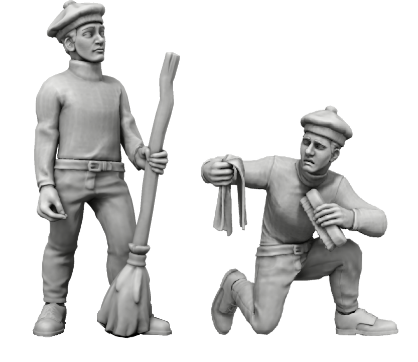 Naval Cleaning Crew – 1:24 scale unpainted resin naval figures