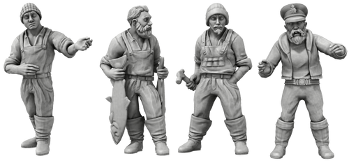 Fisherman Crew Pack – 1:24 scale unpainted resin model boat crew