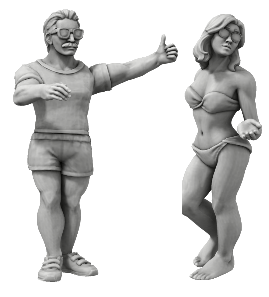 Civilian Boaters Pack – alternate 1:32 scale unpainted resin boating figure render